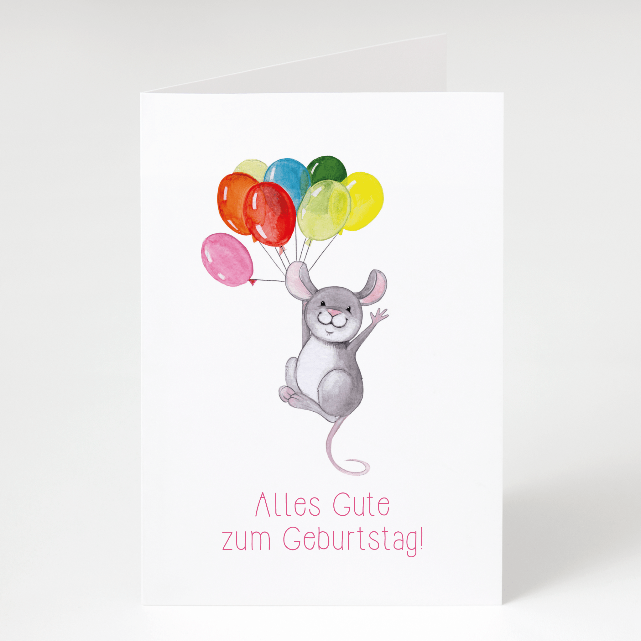 Auntie Birthday Card Little Mouse Holding Multicoloured Balloons 7.75 x 5.25 