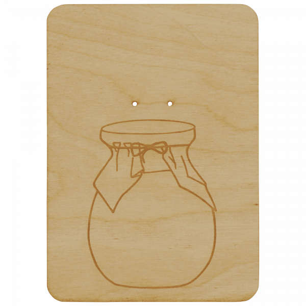 Glas mit Schleife - Holzkarte