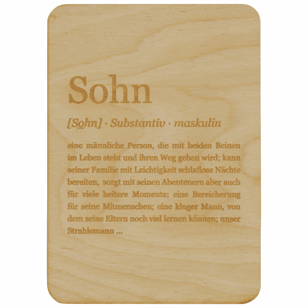 Sohn - Definition - Holzkarte