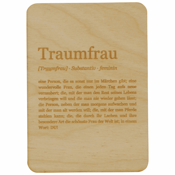 Traumfrau - Definition - Holzkarte