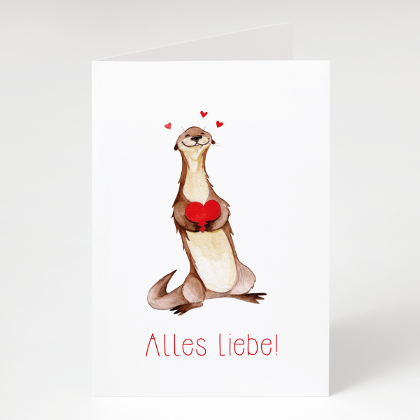 Otter mit Herz - Liebeskarte - Geburtstagskarte - Grußkarte