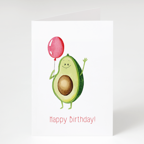 Avocado mit Luftballon - Geburtstagskarte - Grußkarte