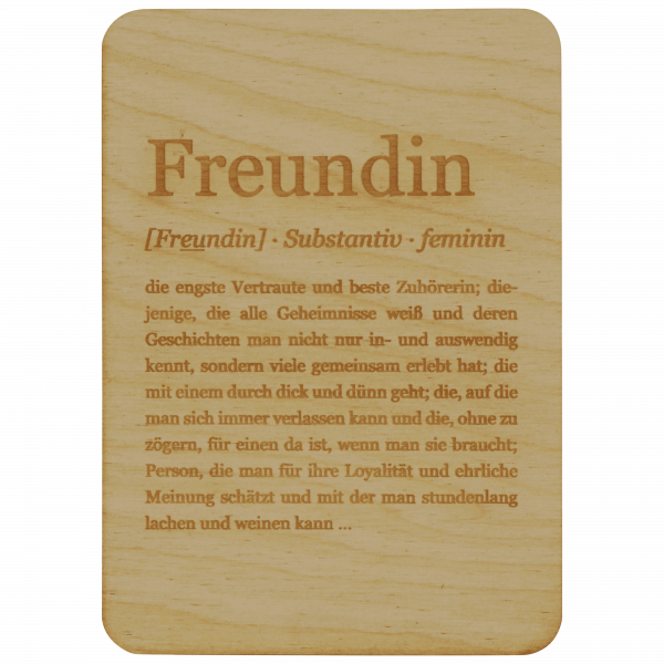 Freundin - Definition - Holzkarte